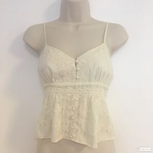 Forever 21 Lace Button Ivory Crop Top